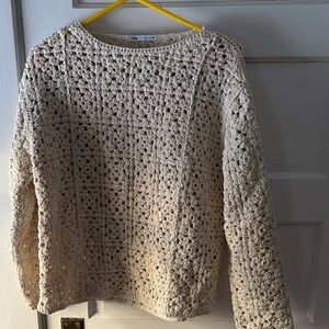Zara Beige Crochet Sweater